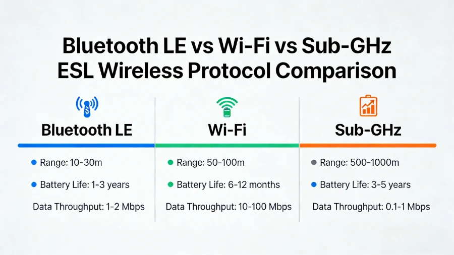 Bluetooth vs Wi-Fi vs Sub-GHz ელექტრონული თაროს ეტიკეტი